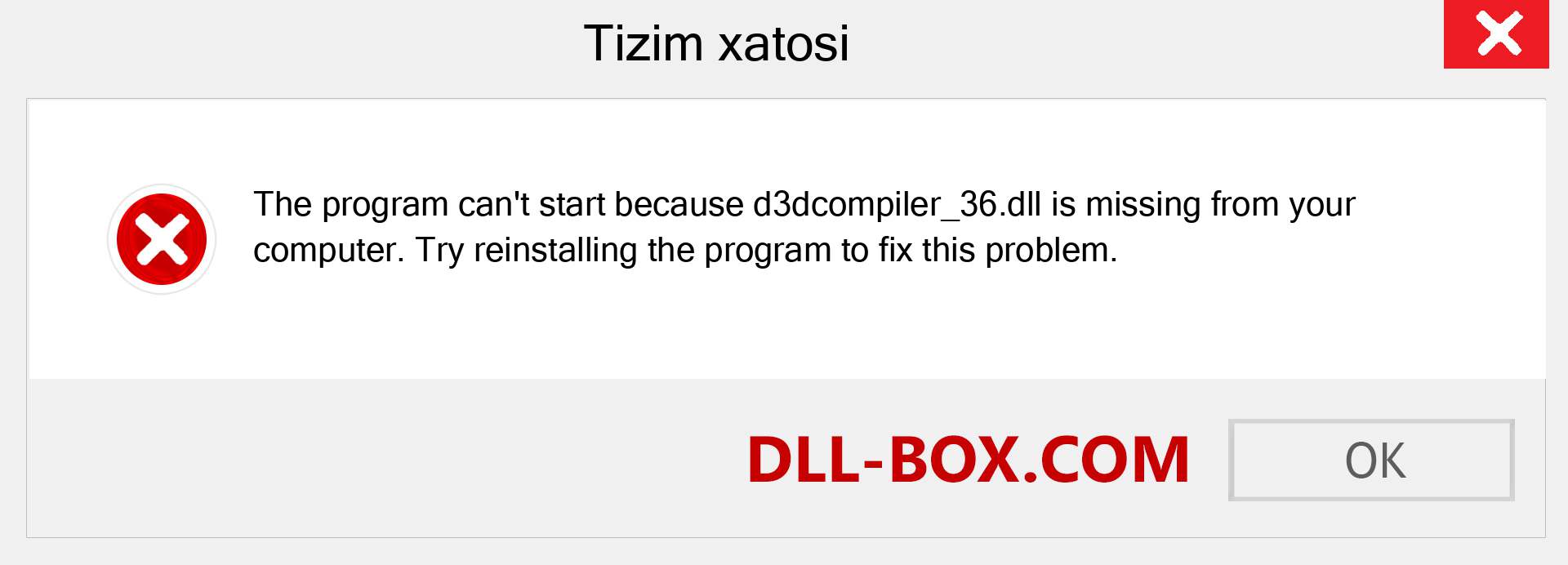 d3dcompiler_36.dll fayli yo'qolganmi?. Windows 7, 8, 10 uchun yuklab olish - Windowsda d3dcompiler_36 dll etishmayotgan xatoni tuzating, rasmlar, rasmlar